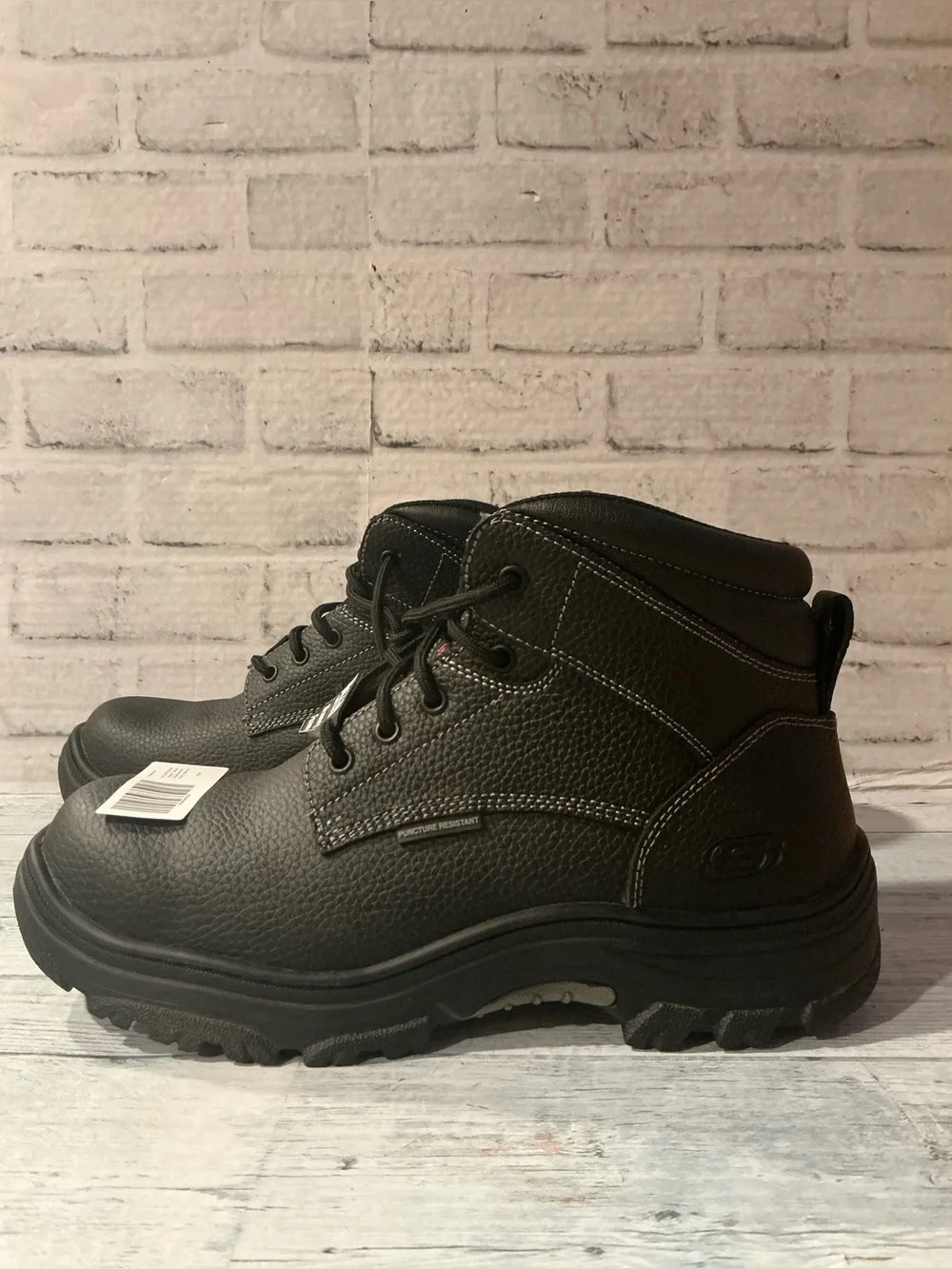 Sketchers Men’s 11.5W Burgin Tarlac Leather Industrial Steel Toe Boot-Black